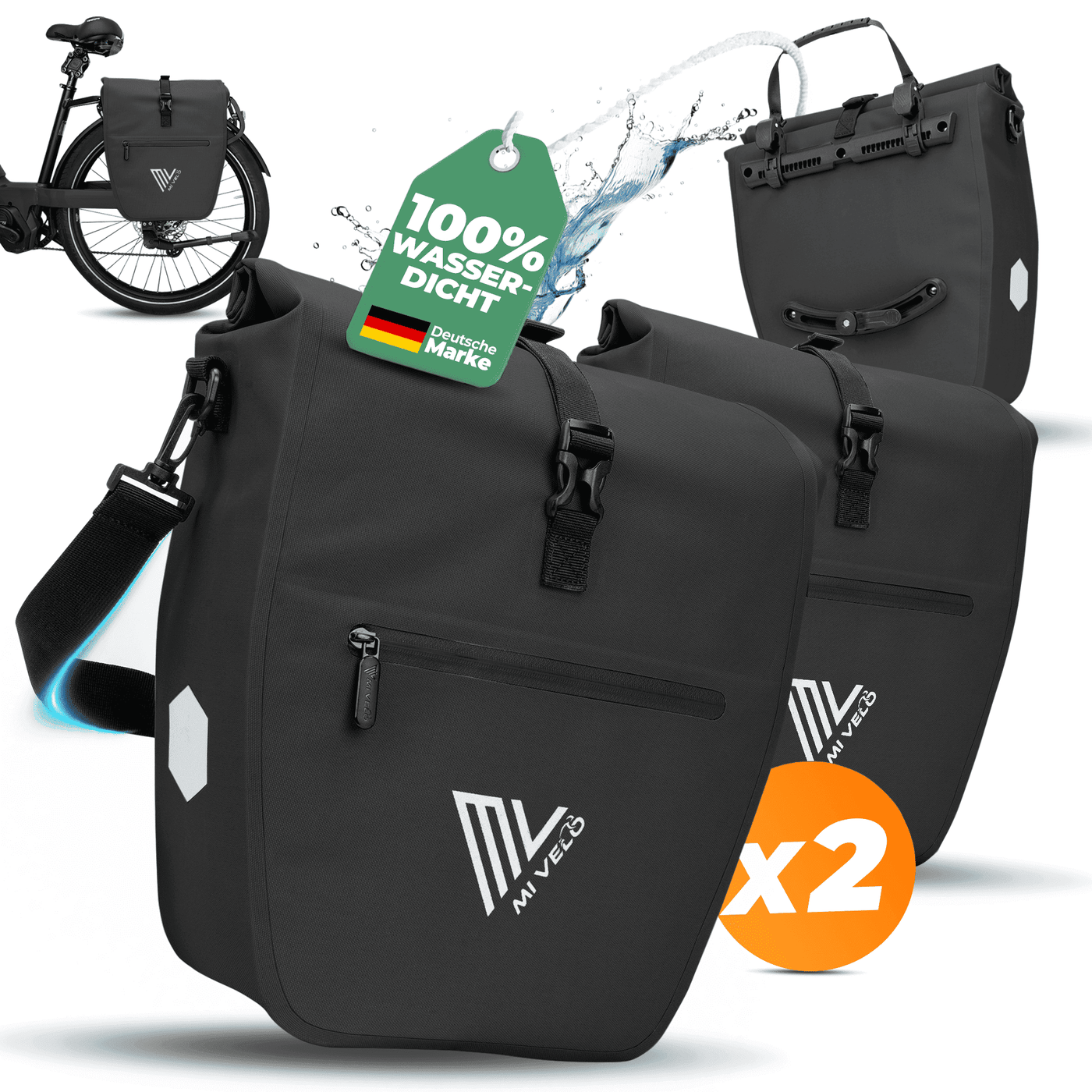 2in1 Fahrradtasche für Gepäckträger wasserdicht 20L "Capax"