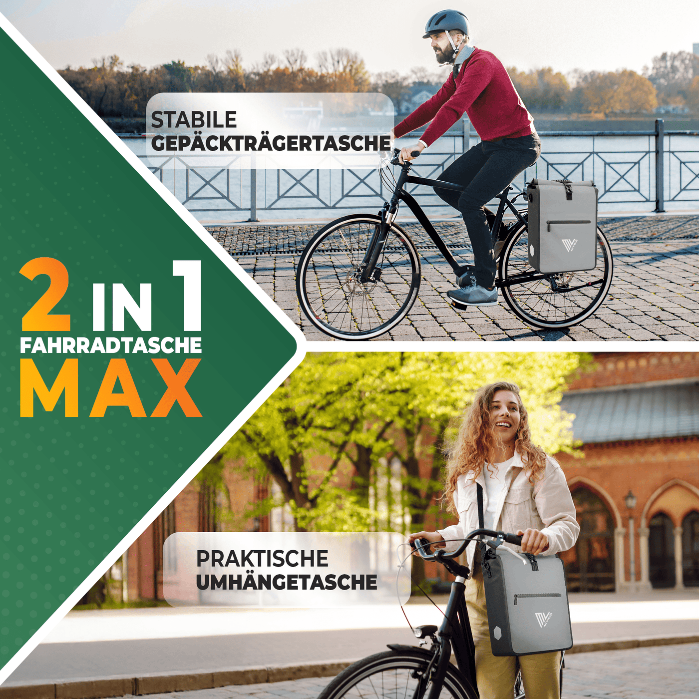 2in1 Fahrradtasche für Gepäckträger wasserdicht 25L "Max"