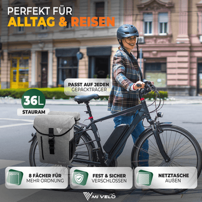 Fahrrad Doppeltasche aus recyceltem Material 36L "DUPLEX"