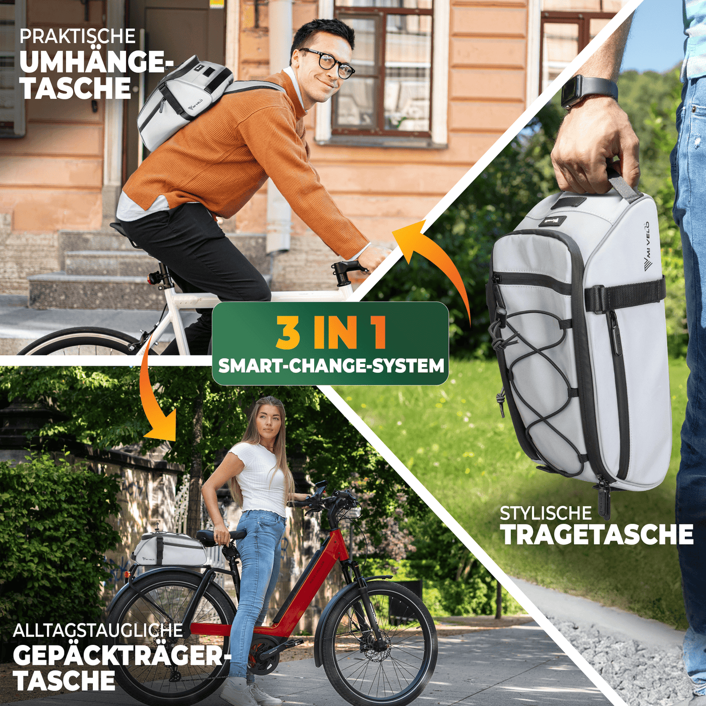 Gepäckträgertasche mit 3in1 Funktion aus recyceltem Material "Neo"