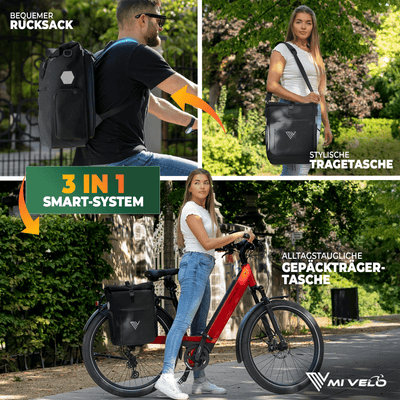 Wasserdichte Fahrradtasche & bequemer Rucksack kombiniert "EVO"