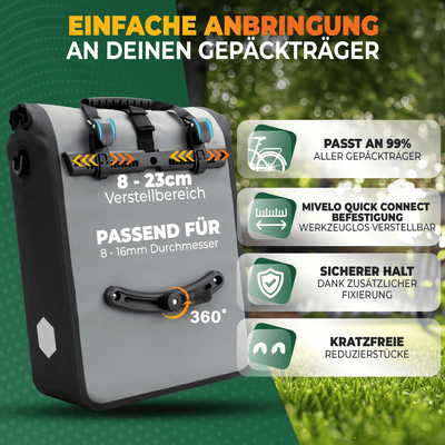 2in1 Fahrradtasche für Gepäckträger wasserdicht 25L "Max"