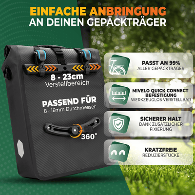 2in1 Fahrradtasche für Gepäckträger wasserdicht 25L "Max"