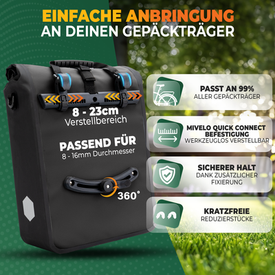 2in1 Fahrradtasche für Gepäckträger wasserdicht 25L "Max"