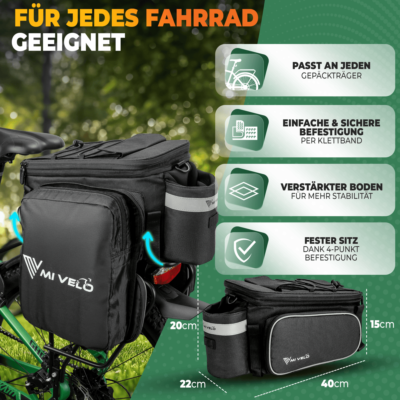 Gepäckträgertasche erweiterbar 10-20L "FELIX"