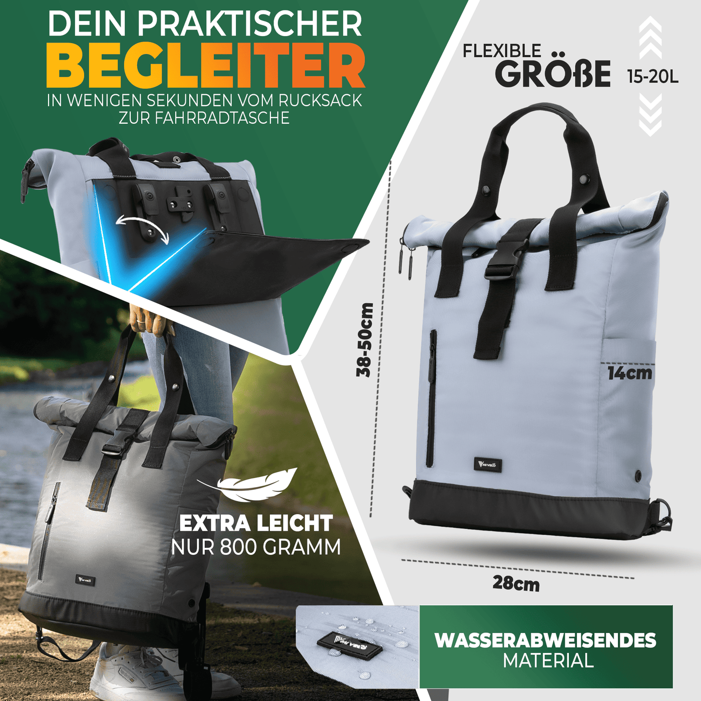 Fahrradrucksack mit klappbarem Rückenteil "MAYA"