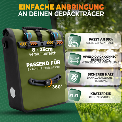 2in1 Fahrradtasche für Gepäckträger wasserdicht 25L "Max"