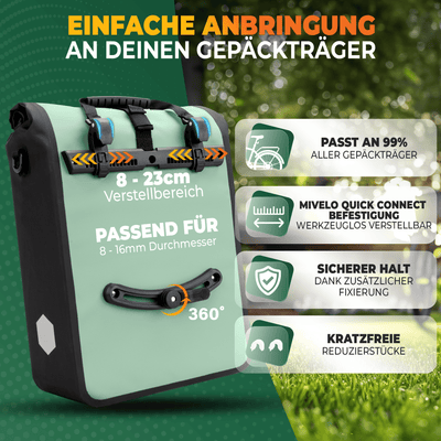 2in1 Fahrradtasche für Gepäckträger wasserdicht 25L "Max"