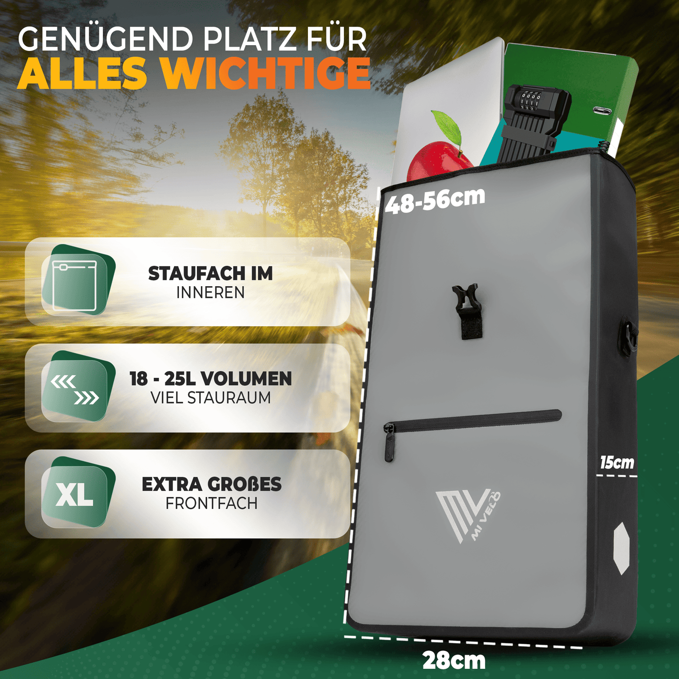 2in1 Fahrradtasche für Gepäckträger wasserdicht 25L "Max"