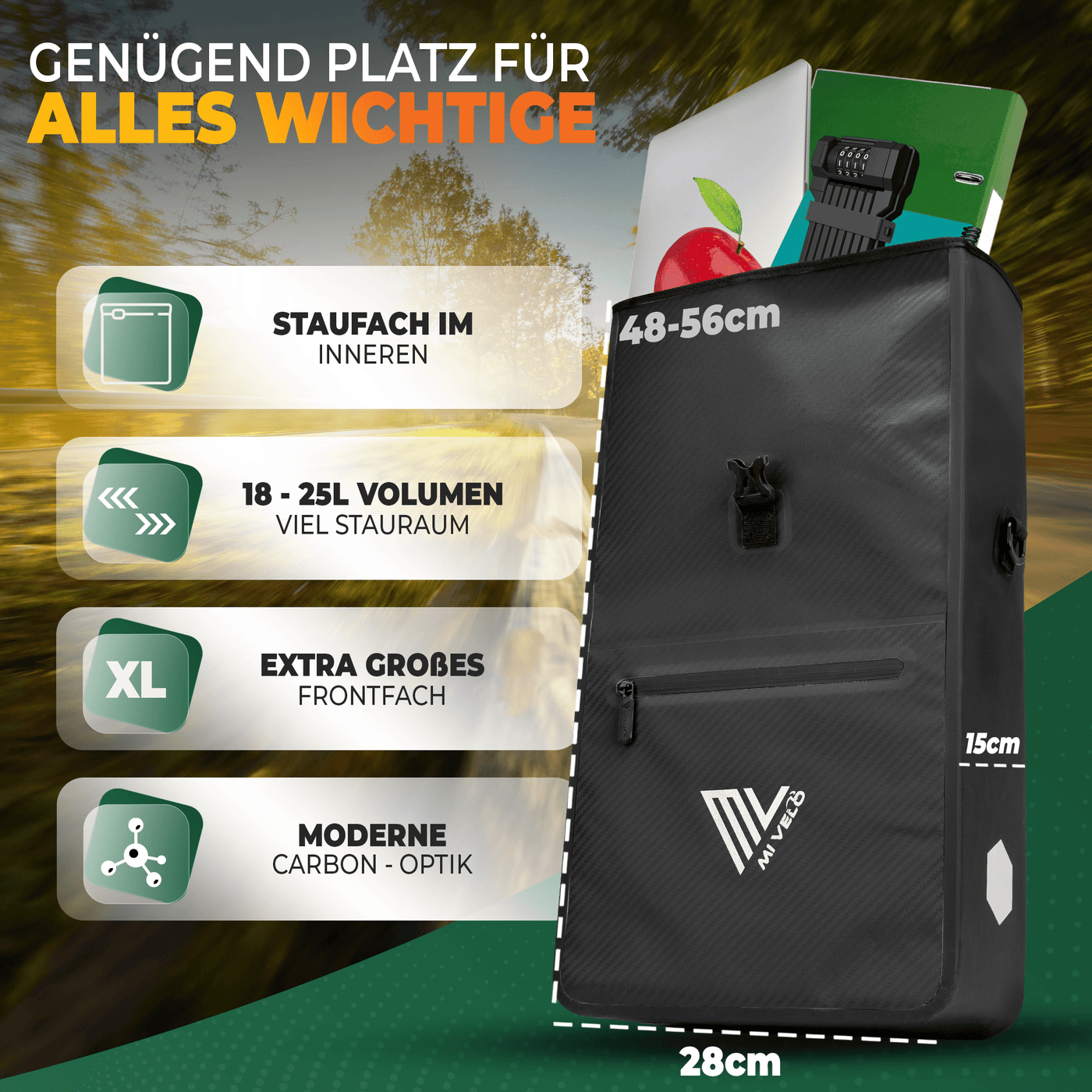 2in1 Fahrradtasche für Gepäckträger wasserdicht 25L "Max"