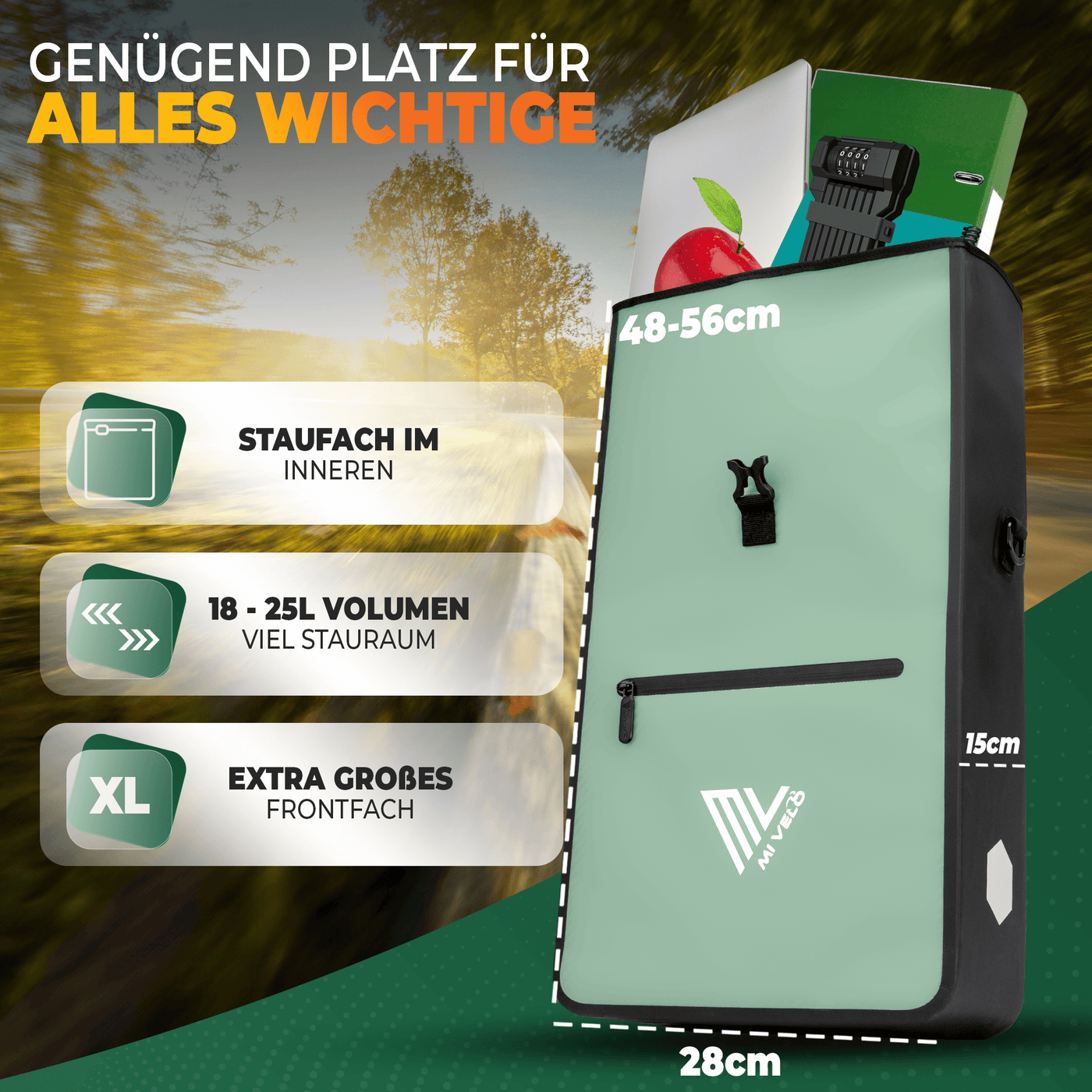 2in1 Fahrradtasche für Gepäckträger wasserdicht 25L "Max"