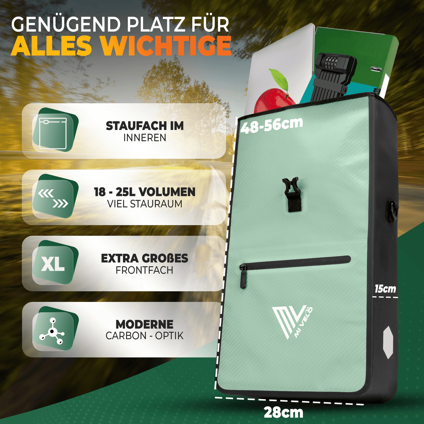 2in1 Fahrradtasche für Gepäckträger wasserdicht 25L "Max"