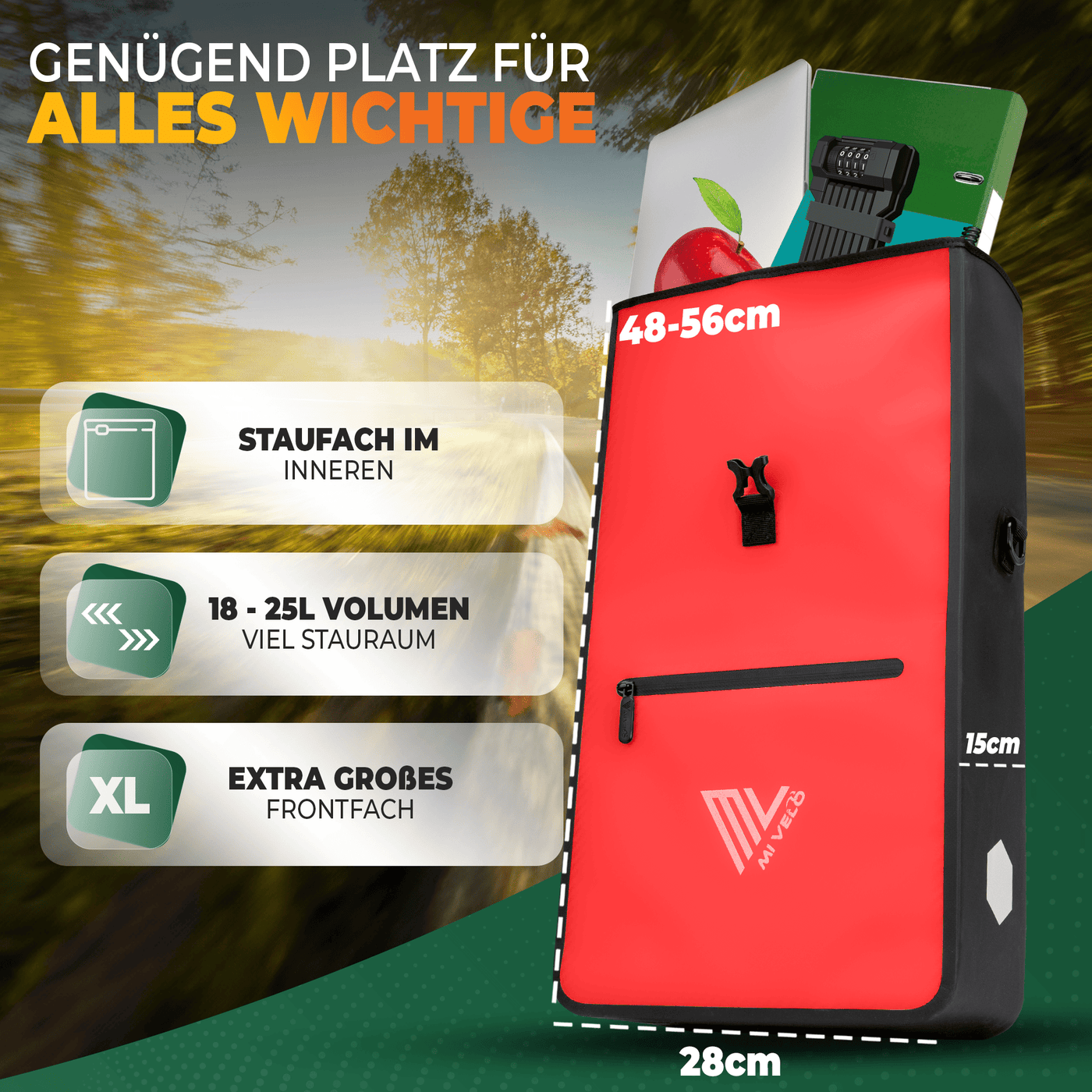 2in1 Fahrradtasche für Gepäckträger wasserdicht 25L "Max"