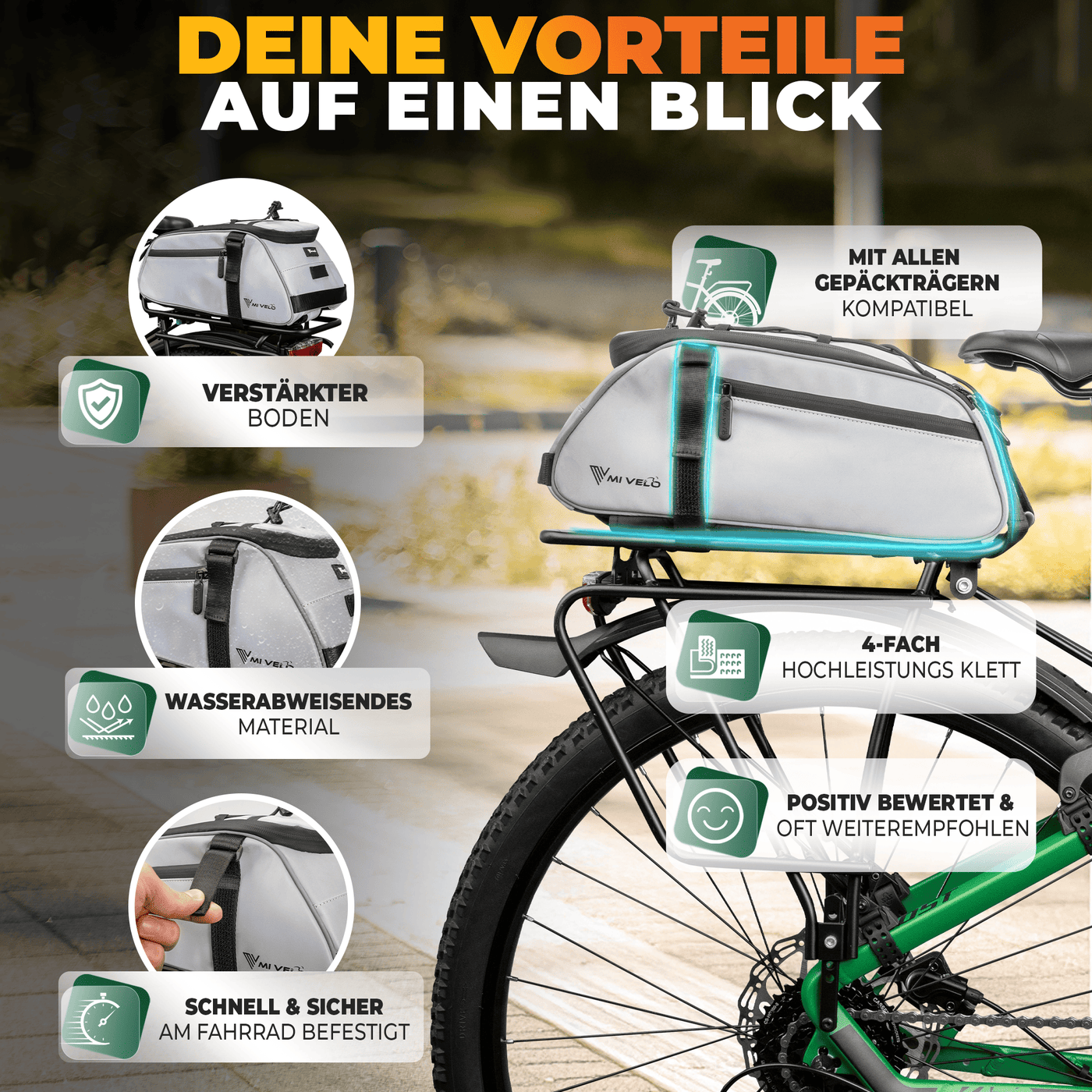 Gepäckträgertasche mit 3in1 Funktion aus recyceltem Material "Neo"