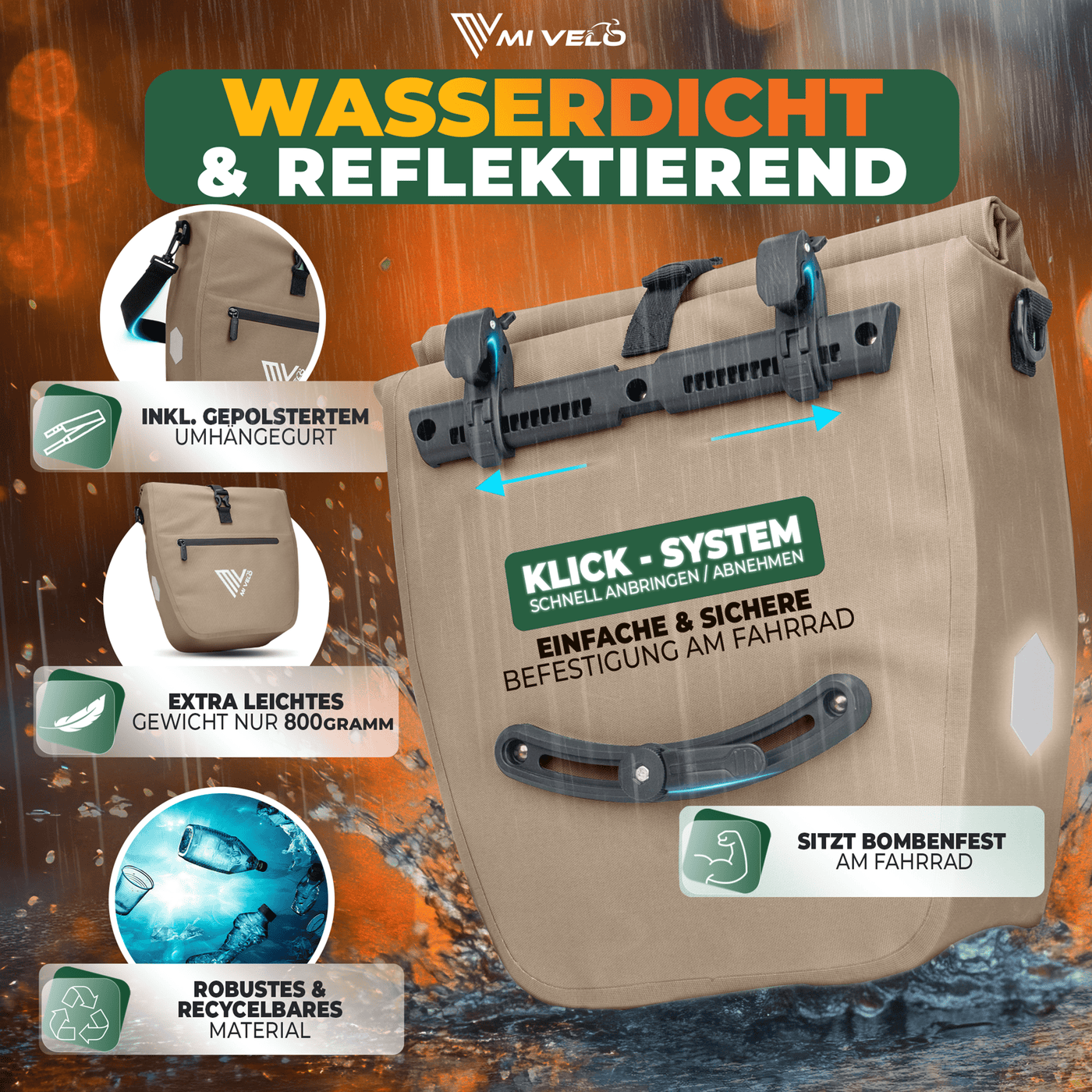 2in1 Fahrradtasche für Gepäckträger wasserdicht 20L "Capax"