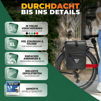 2in1 Fahrradtasche für Gepäckträger wasserdicht 25L "Max"