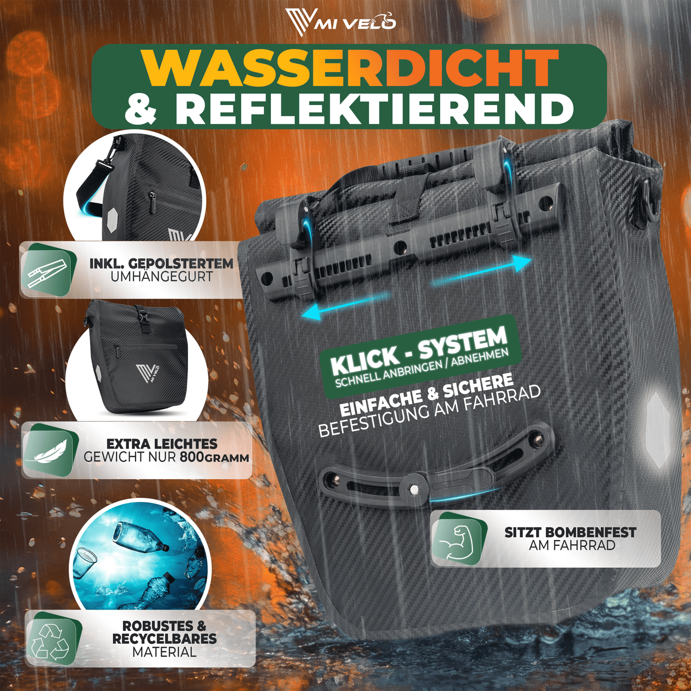 2in1 Fahrradtasche für Gepäckträger wasserdicht 20L "Capax"