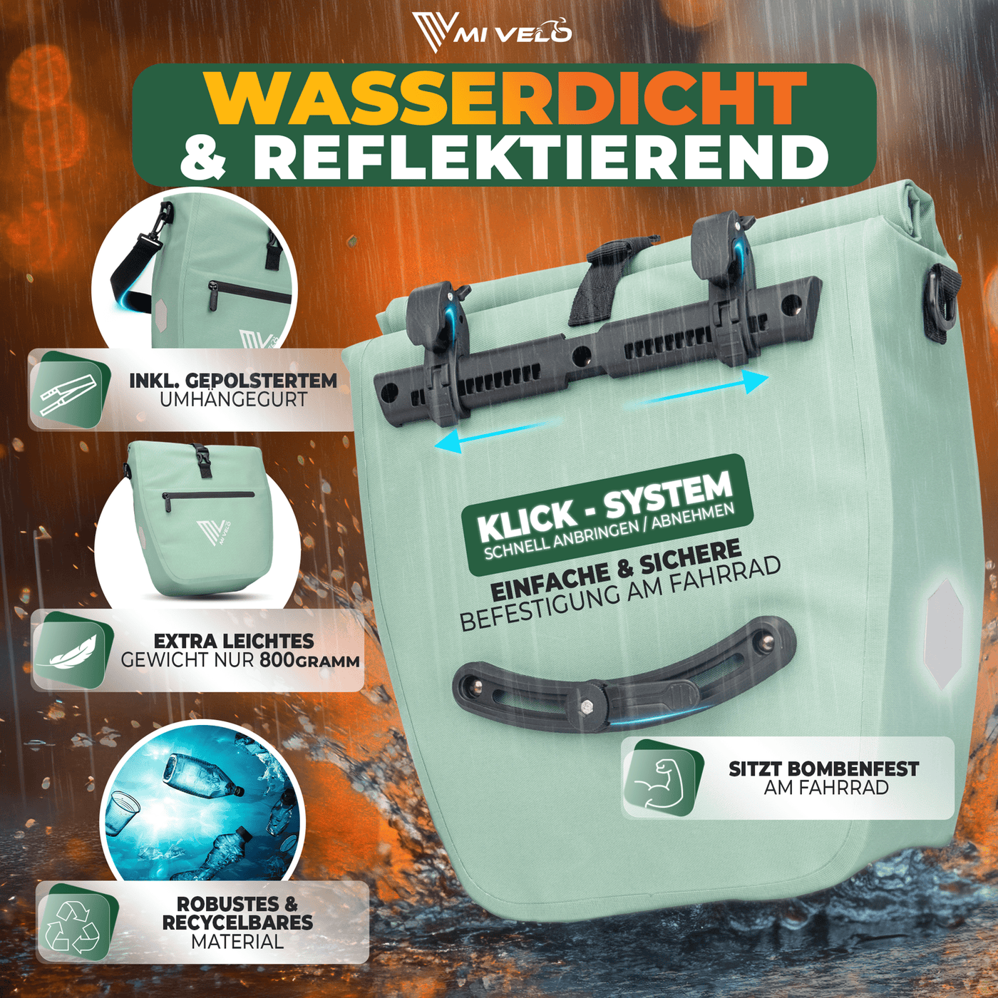 2in1 Fahrradtasche für Gepäckträger wasserdicht 20L "Capax"