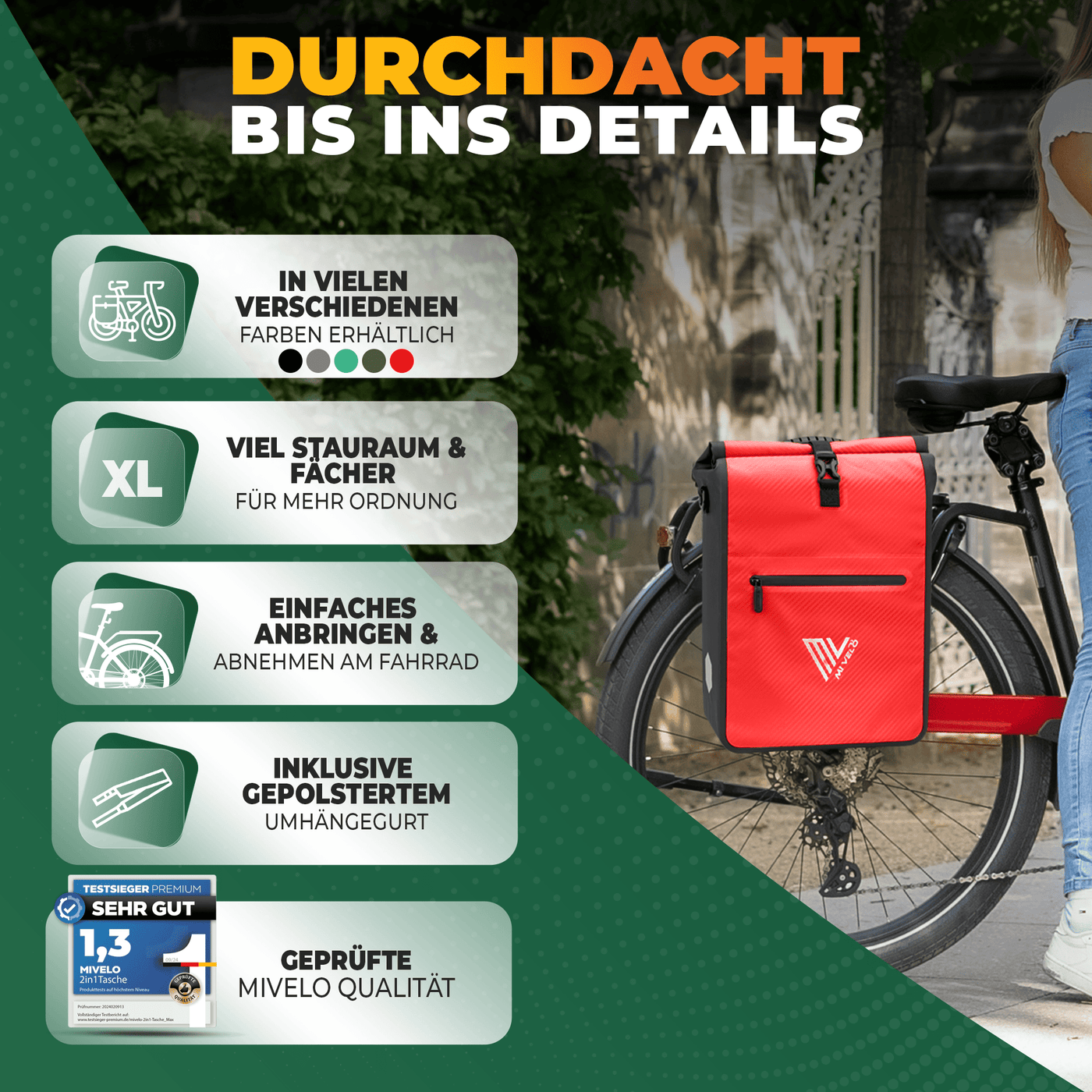 2in1 Fahrradtasche für Gepäckträger wasserdicht 25L "Max"