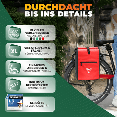 2in1 Fahrradtasche für Gepäckträger wasserdicht 25L "Max"