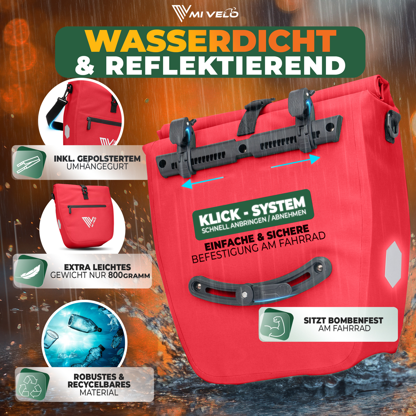 2in1 Fahrradtasche für Gepäckträger wasserdicht 20L "Capax"