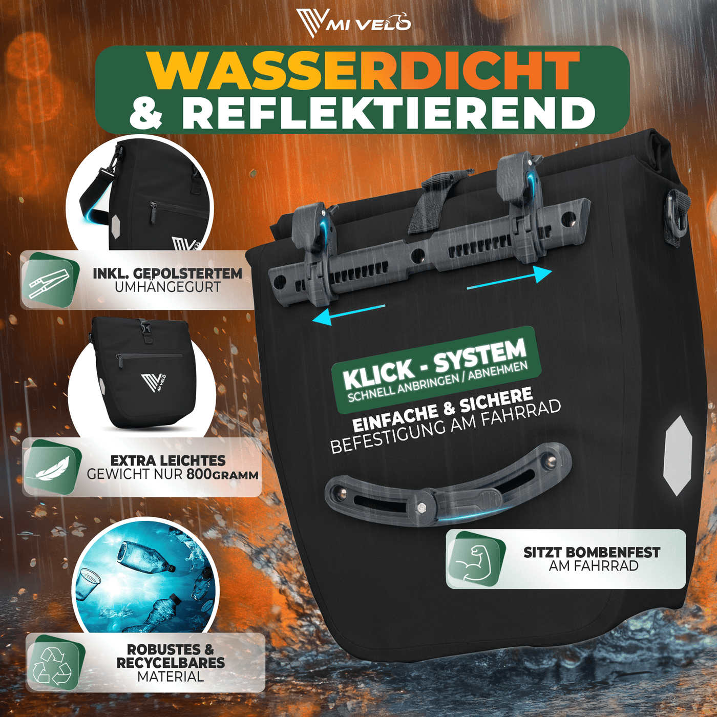2in1 Fahrradtasche für Gepäckträger wasserdicht 20L "Capax"