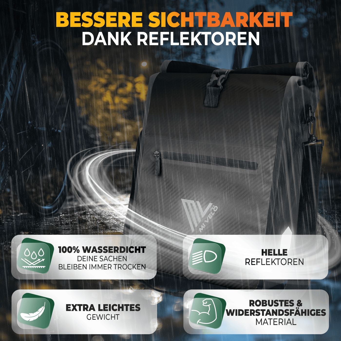 2in1 Fahrradtasche für Gepäckträger wasserdicht 25L "Max"