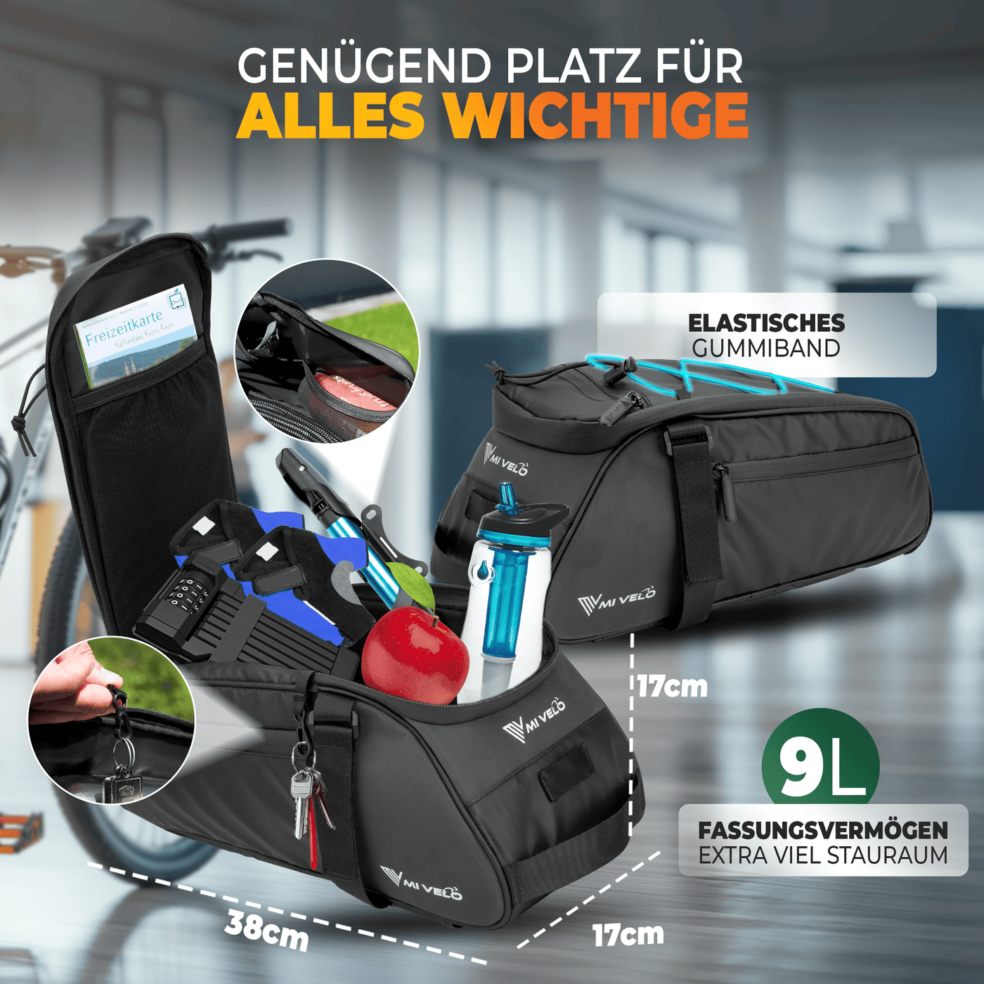 Gepäckträgertasche mit 3in1 Funktion aus recyceltem Material "Neo"