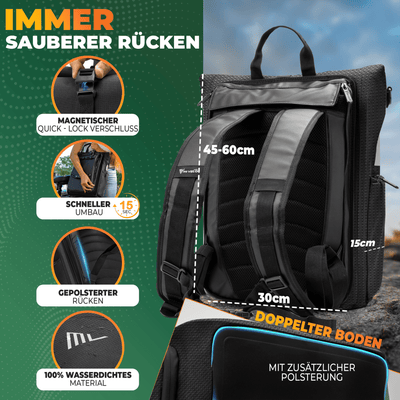 Wasserdichte Fahrradtasche & bequemer Rucksack kombiniert "EVO"