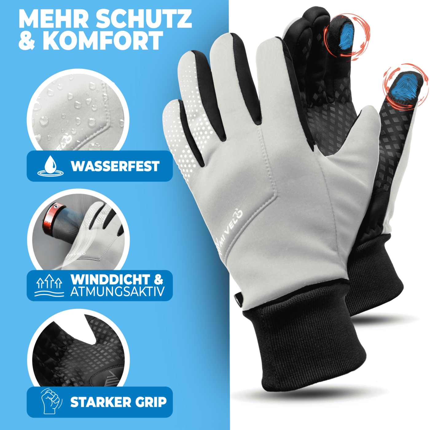 Übergangshandschuhe winddicht & wasserabweisend - Fahrradhandschuhe für Herbst & Frühling