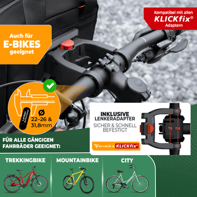 Lenkertasche Fahrrad mit Tragegriff für KlickFIX-Halterungen 6L "LUNA"
