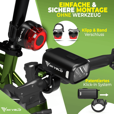 Fahrradlampen Set "SPARK PRO" USB-aufladbar mit Bremslichtfunktion