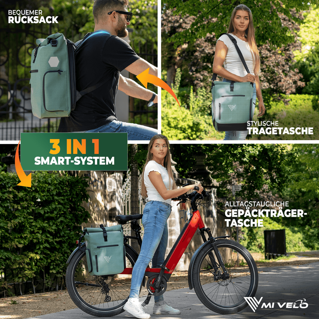 Fahrradtasche & bequemer Rucksack kombiniert 25L „EVO“