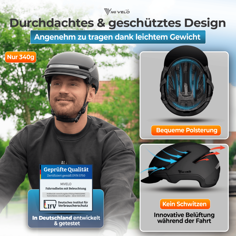 Fahrradhelm Damen & Herren mit Licht "NOVA"