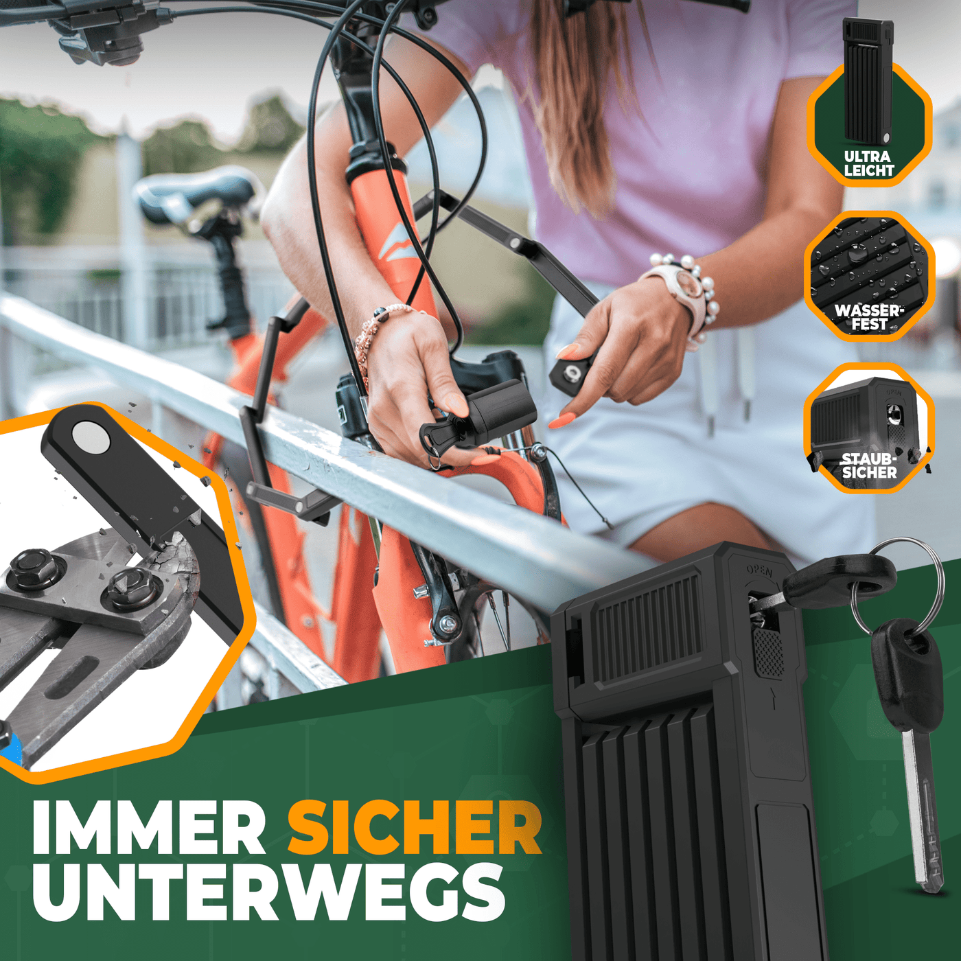 faltschloss fahrradschloss hohe sicherheit sicherheitsschloss fahrrad schloss mit schlüssel