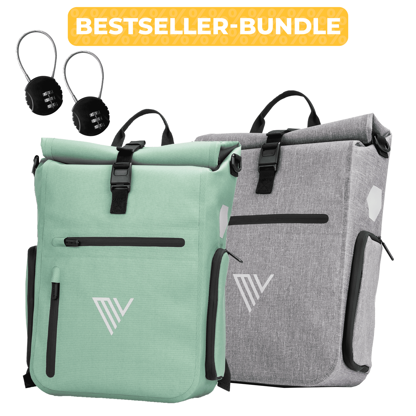 2x EVO Fahrradtaschen + 2x Schlösser
