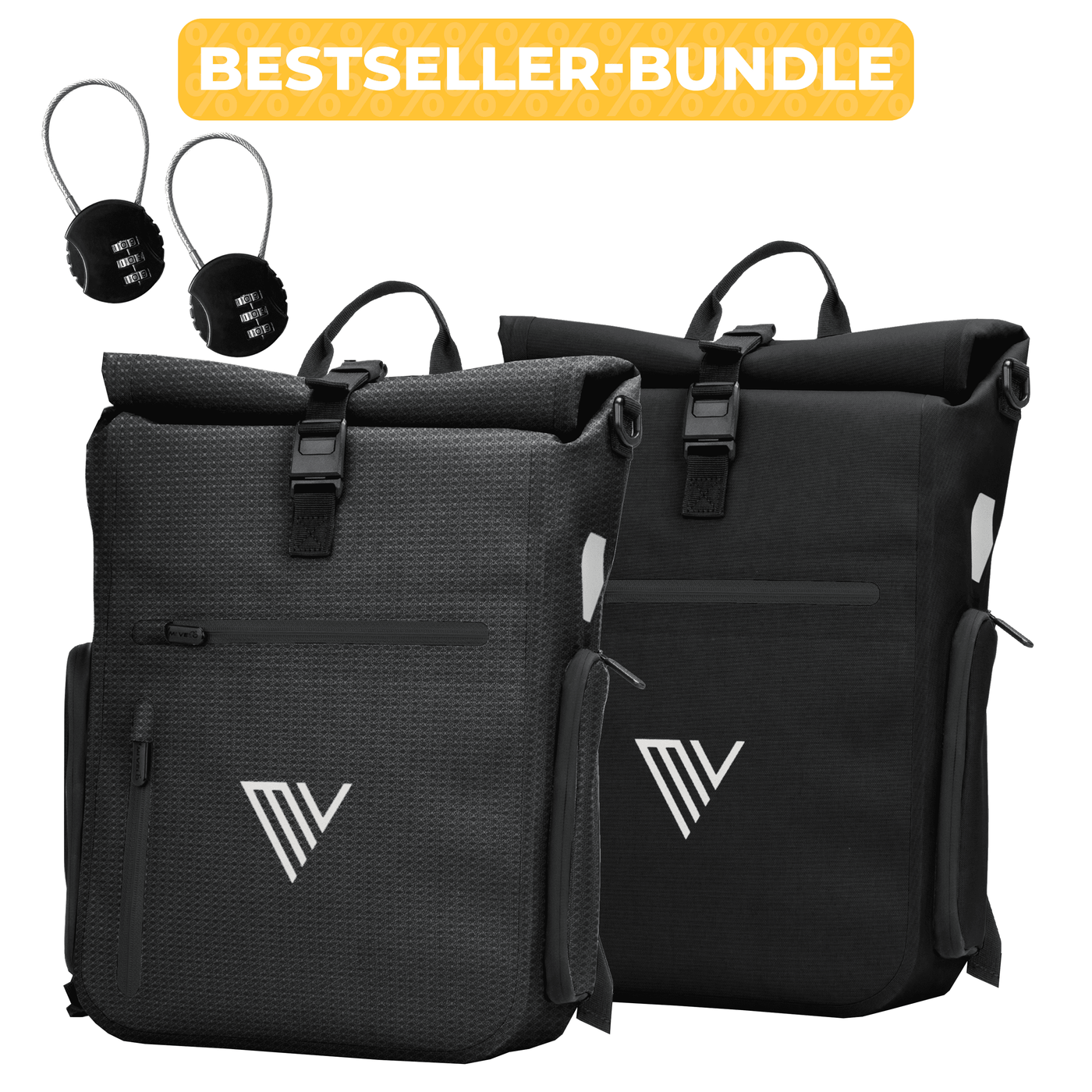 2x EVO Fahrradtaschen + 2x Schlösser