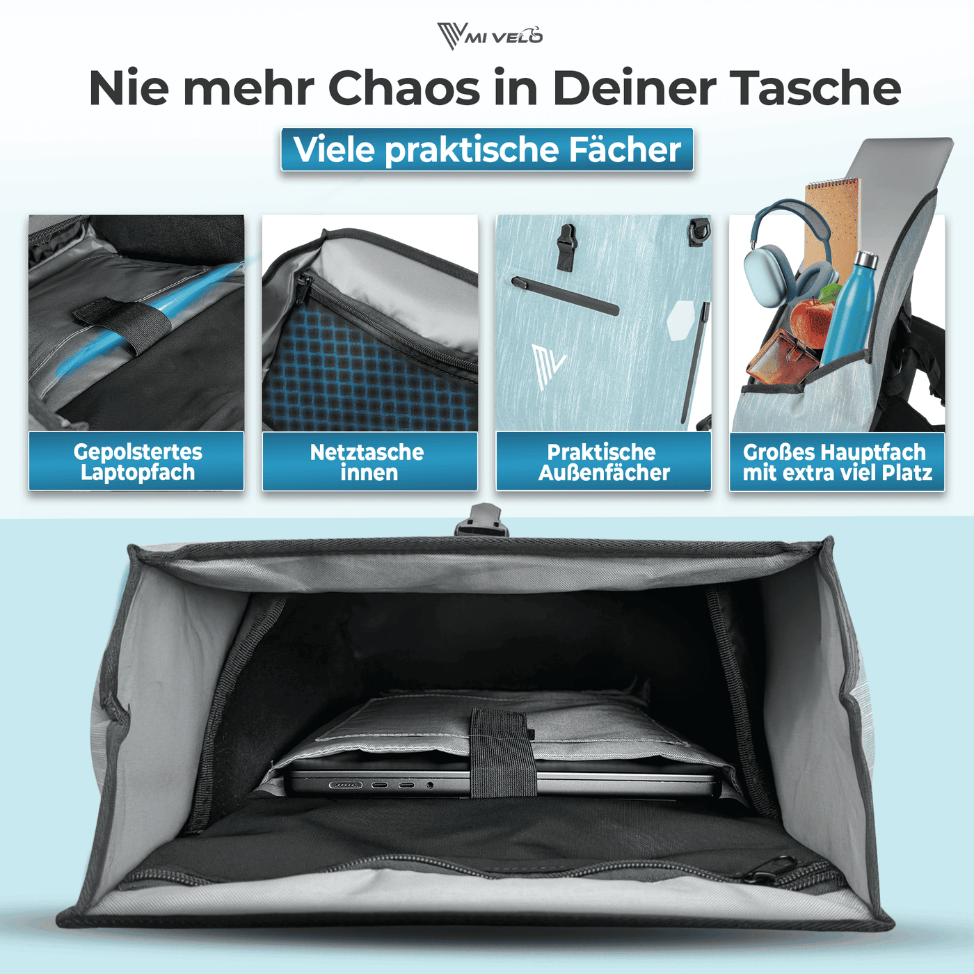 Fahrradtasche mit Rucksackfunktion 