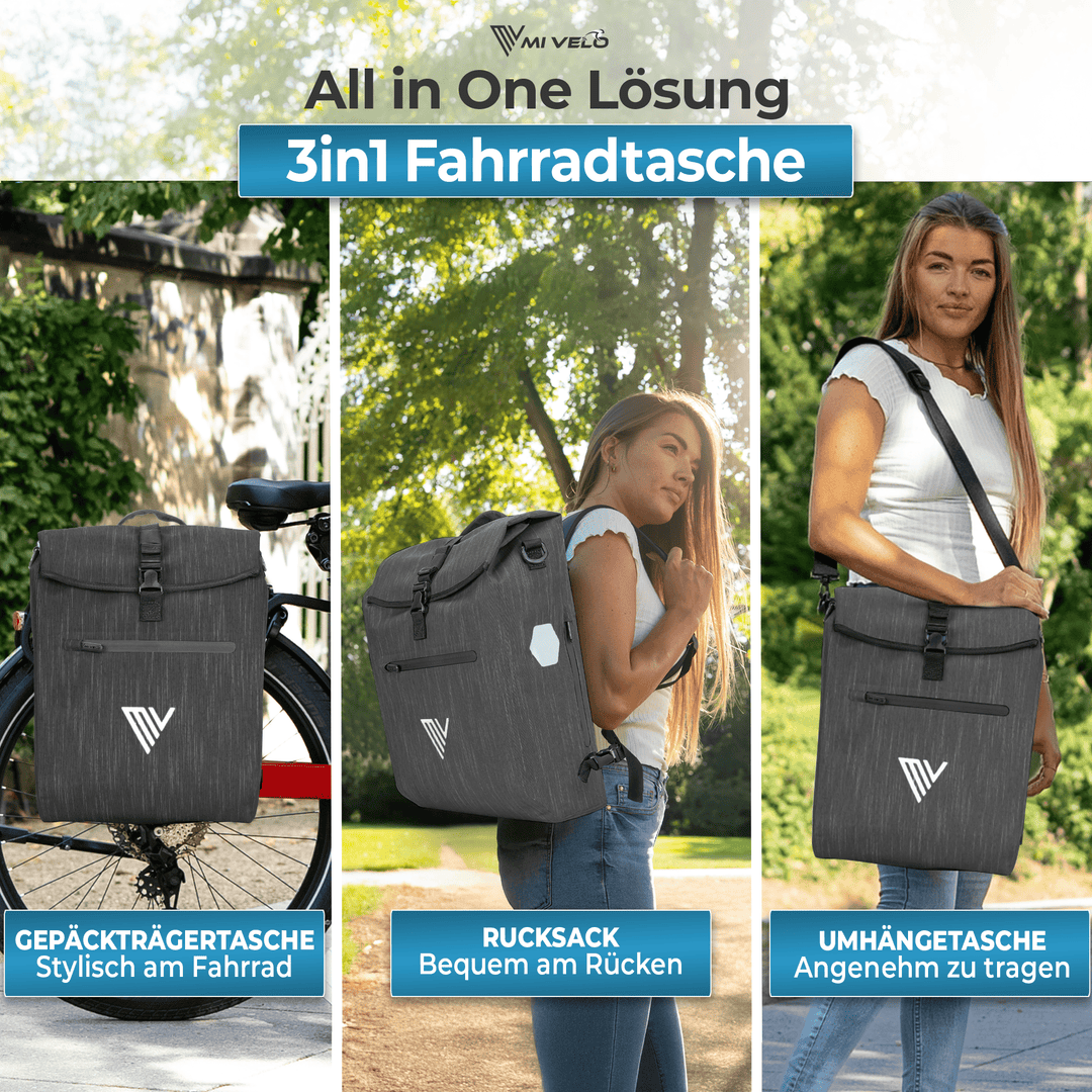 Fahrradtasche mit Rucksackfunktion 