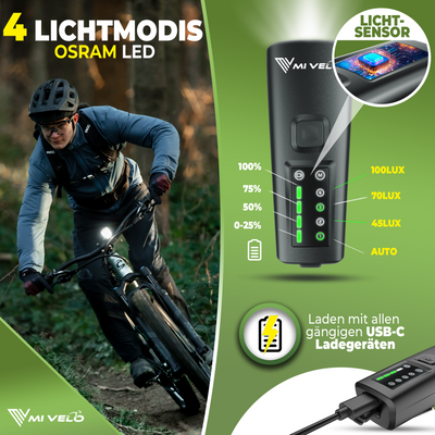 Fahrradlicht Set LED "SMART ONE" USB-aufladbar