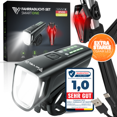 Fahrradlicht Set LED "SMART ONE" USB-aufladbar