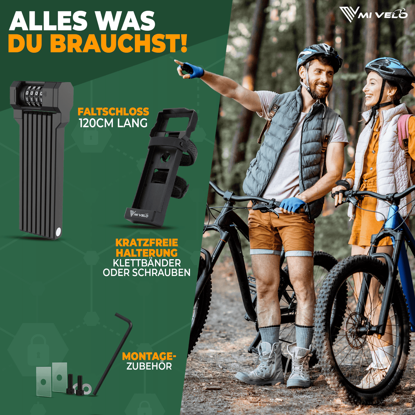 Fahrradschloss Faltschloss mit Zahlencode 120cm „TAURUS“ – MIVELO