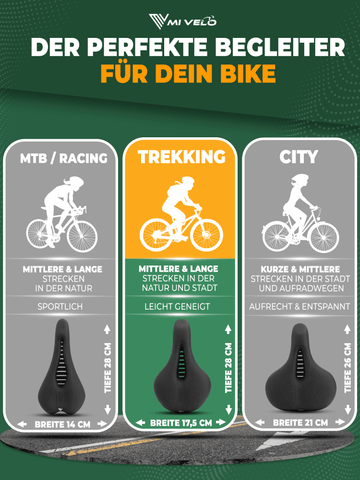 fahrradsattel mountainbike Ergonomischer Fahrradsattel mit Memory-Foam „Trekking“ – MIVELO