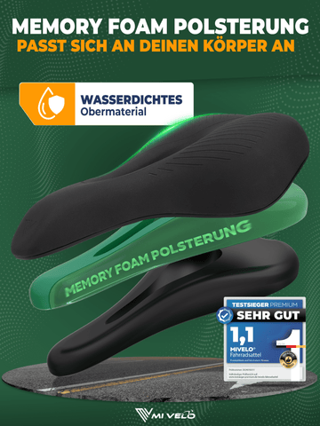 mivelo sattelstütze Ergonomischer Fahrradsattel mit Memory-Foam „Trekking“ – MIVELO