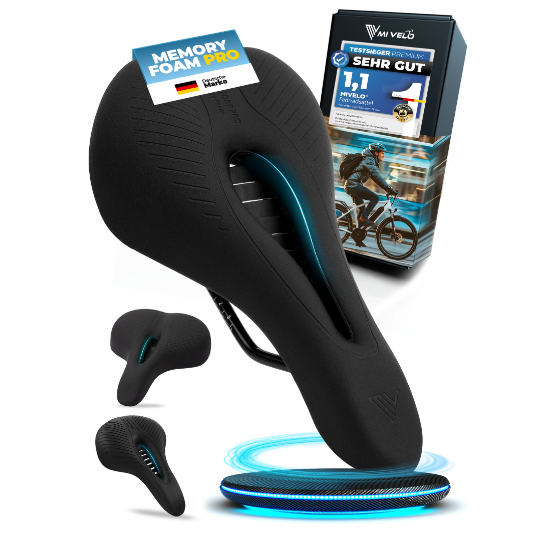 Fahrradsattel bequem & ergonomisch mit Memory-Foam 100% wasserdicht "Comfort Pro" MTB