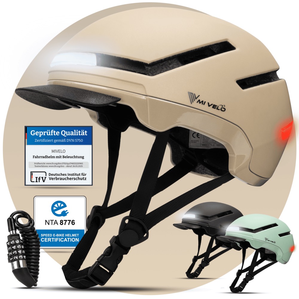 Fahrradhelm mit Front- und Rücklicht NOVA