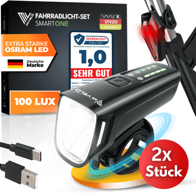 Fahrradlicht Set LED "SMART ONE" USB-aufladbar