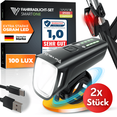 Fahrradlicht Set LED "SMART ONE" USB-aufladbar