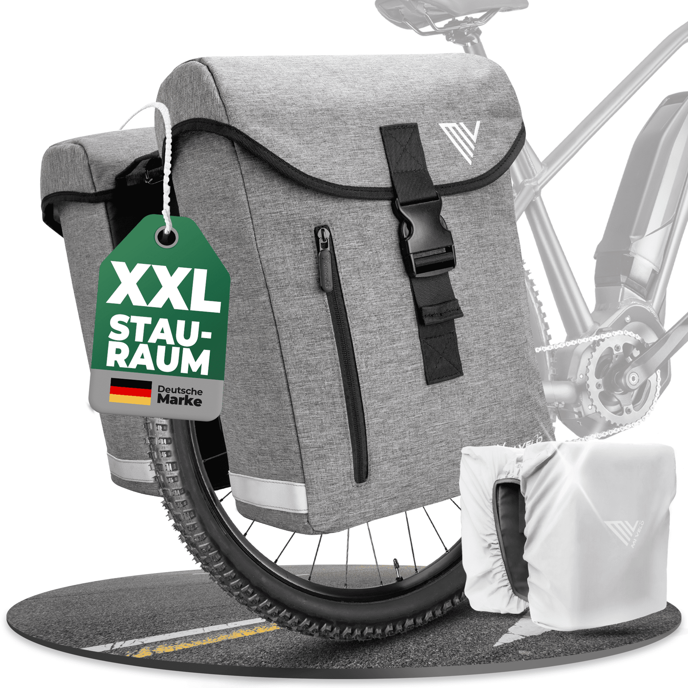 Fahrrad Doppeltasche aus recyceltem Material 36L "DUPLEX"