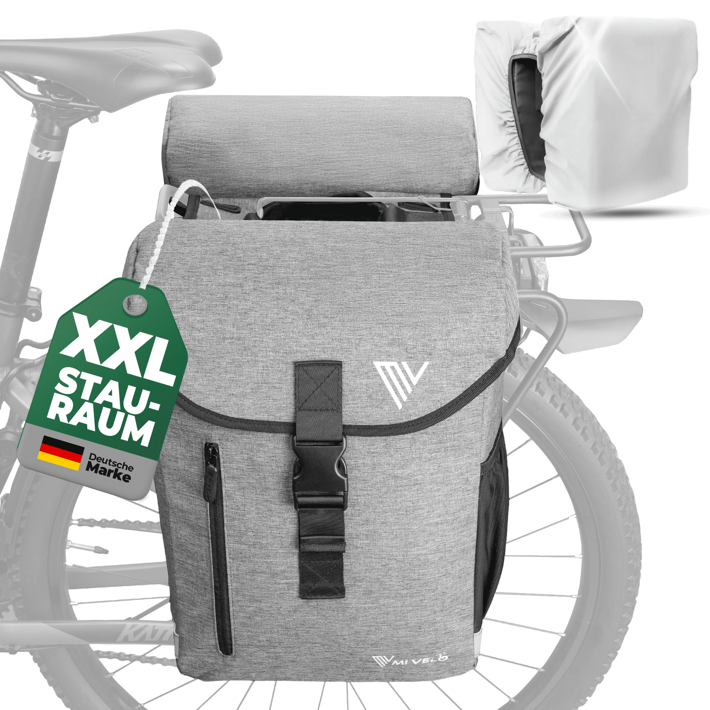 Fahrrad Doppeltasche aus recyceltem Material 36L "DUPLEX"